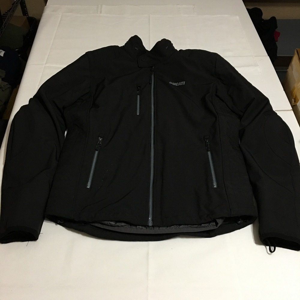 Ducati Motorcycle Jacket Mens Large Black Softshell Padded Removable Vest Liner